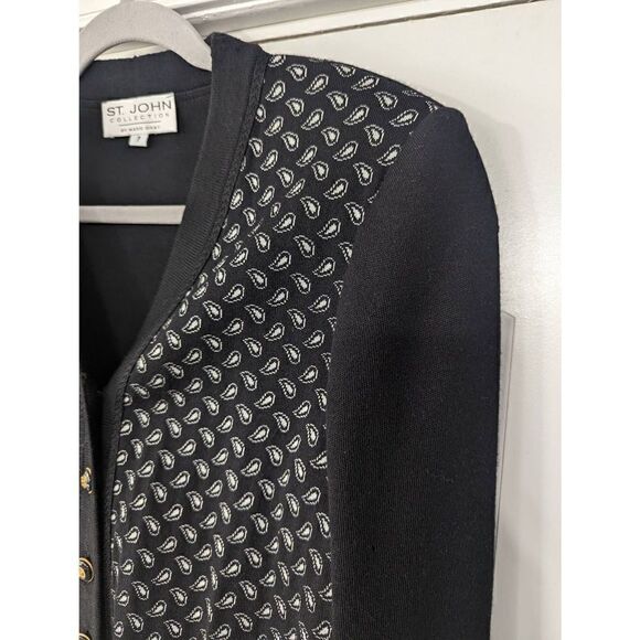 St. John Collection Cardigan Sweater women's size P (small) black pattern - Picture 2 of 9